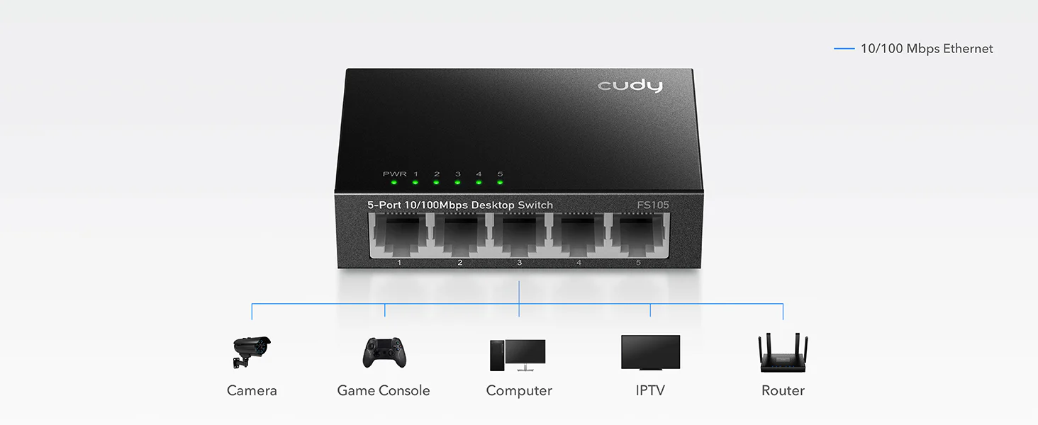 CUDY FS-105 5-Port Metal Switch
