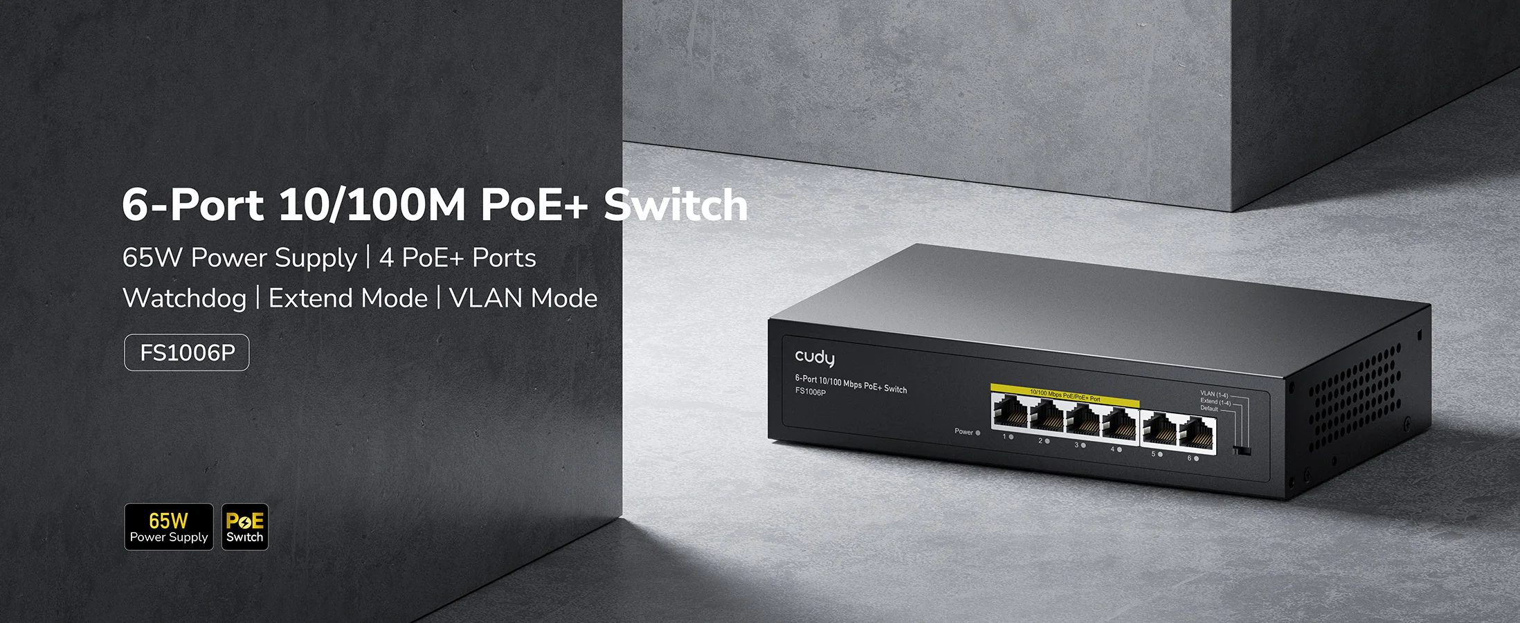 CUDY FS1006P 6-Port 10/100M PoE+ Switch 60W