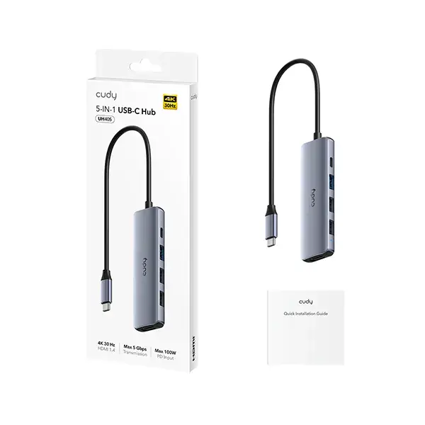 CUDY UH405 5-in-1 USB Type-C Hub